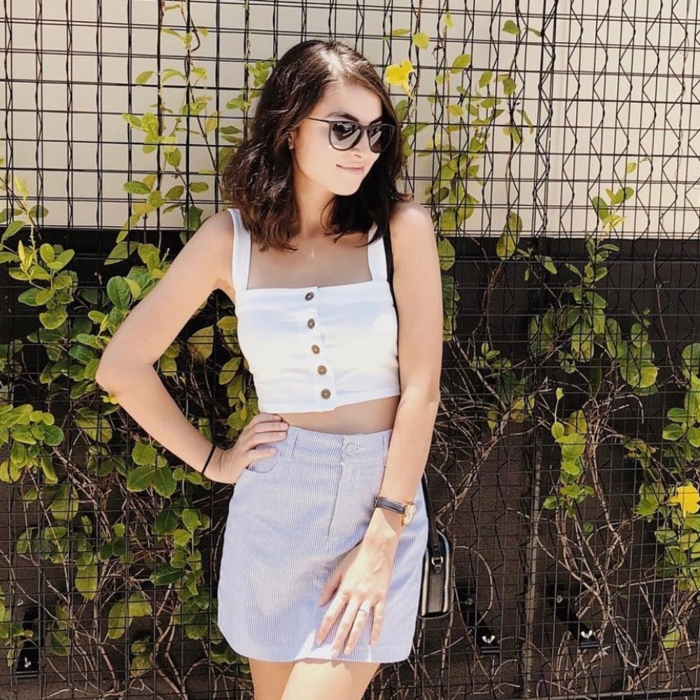 Blue and White Striped Skirt